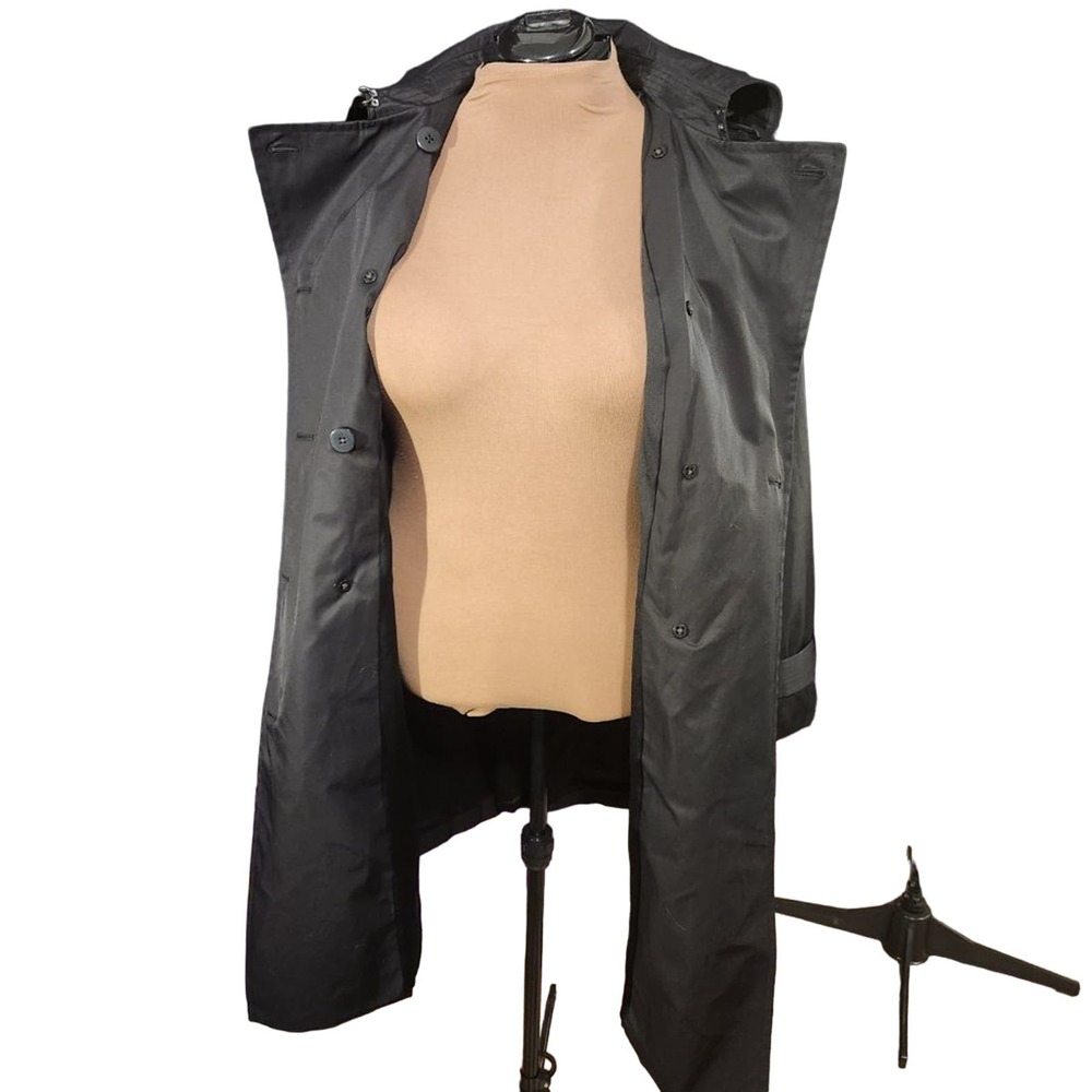 NWT LONDON FOG Womens Double-Breasted Hooded Trench Coat, Black, size 0X - Picture 8 of 11